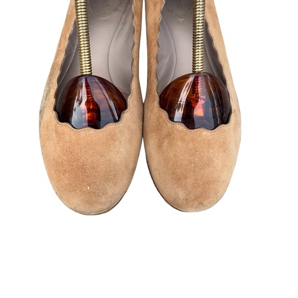 Chloe Scallop Flats Tan Soft Suede Flats Womens Size 36 EU 6 US Used - Picture 3 of 13